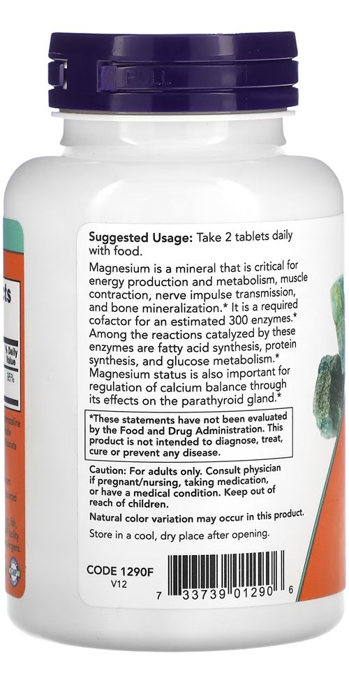 Citrato De Magnésio 200mg Now Foods 100 Tablets - Imagem 3