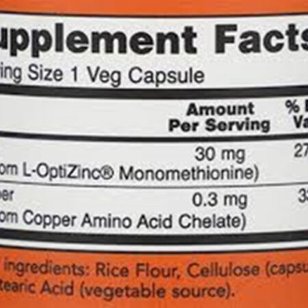 Now Foods L-optizinc (r) 30 Mg + Cobre 100 V Cápsulas Sfn Flavor, Sem Sabor - Imagem 4