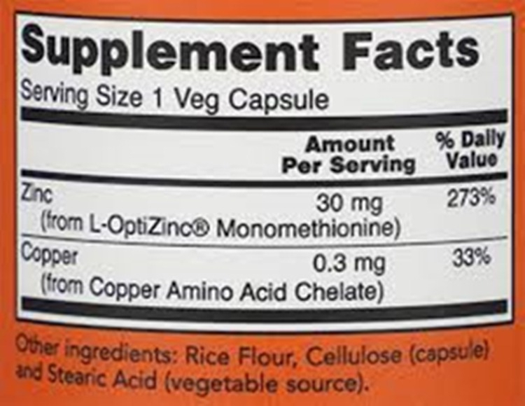 Now Foods L-optizinc (r) 30 Mg + Cobre 100 V Cápsulas Sfn Flavor, Sem Sabor - Imagem 4