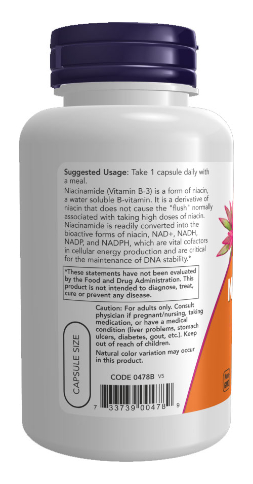 Niacinamida Vit B-3 500mg Now Foods 100 Veg Caps 3un - Imagem 5
