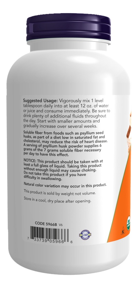 Pó Casca Psyllium 340g Orgânico Importado 2un Now Foods - Imagem 4