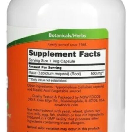 Suplemento Now Foods Maca 500mg 100 Cápsulas Por Pote - Imagem 2