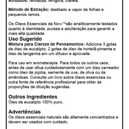 Now Foods Óleo Eucalipto 30ml Globulus + Porta Cápsulas - Imagem 4
