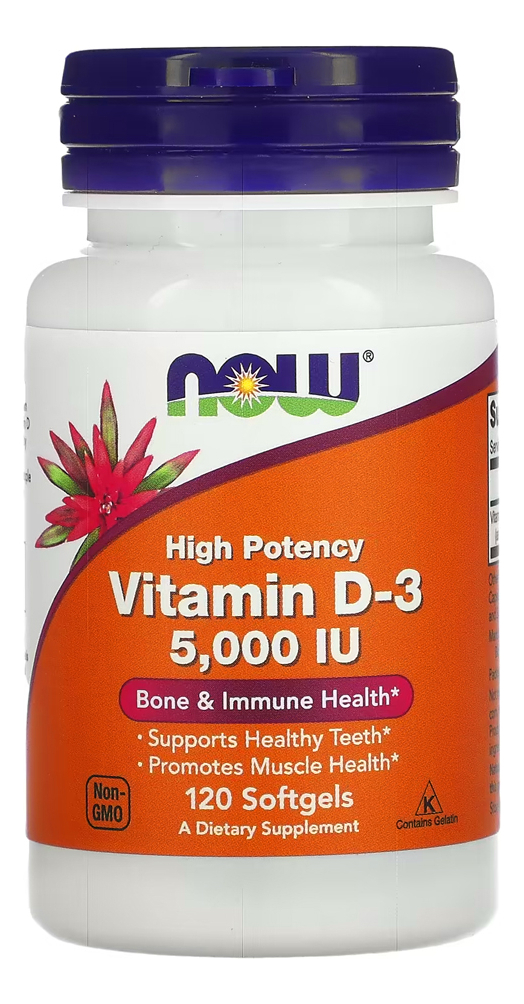 Vitamina D3 5,000 Iu Now Foods 120 Soft Gels Importado Eua