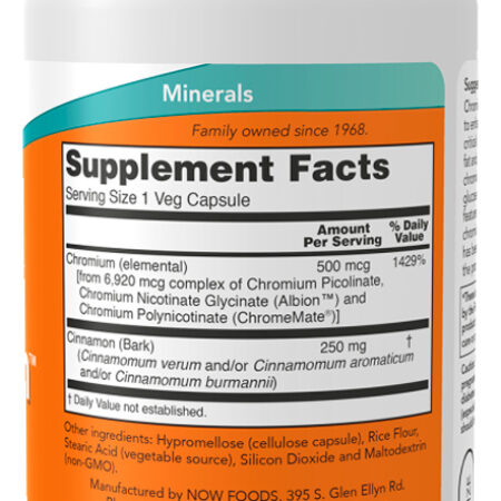 Tri-chromium 500mcg Now Foods C/canela 90 Caps Importado - Imagem 2