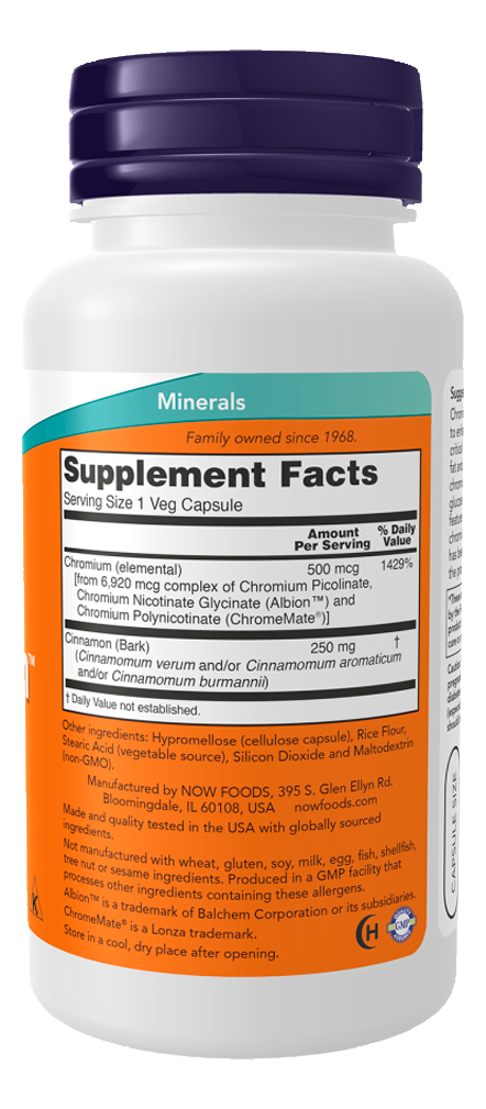 Tri-chromium 500mcg Now Foods C/canela 90 Caps Importado - Imagem 2