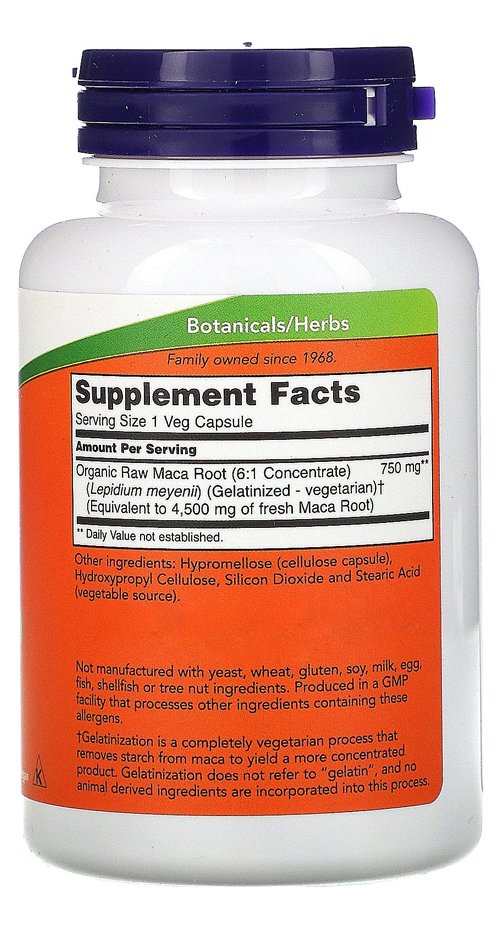 Now Foods Raw Maca Peruana 750mg 90 Veg Caps Eua/usa Sabor Sem Sabor - Imagem 2