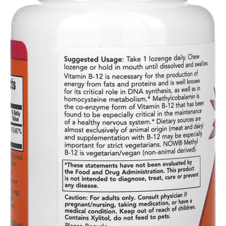 Metil B-12 Now Foods 10000mcg F. Extra 60past Importado 5un - Imagem 4