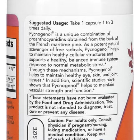 Pycnogenol 60mg Now Foods 50 Veg Caps Importado 3un - Imagem 4