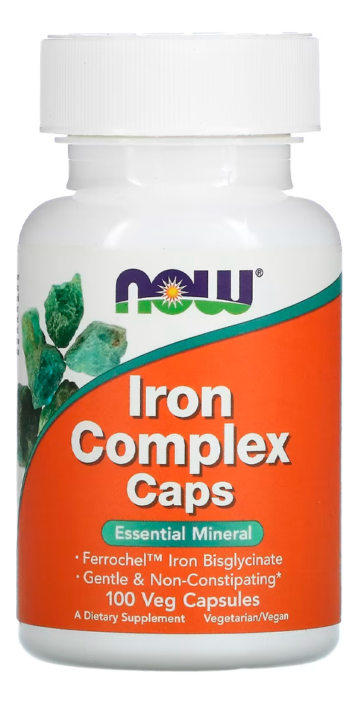 Iron Complex Caps Now Foods Glicinato 100 Caps Importado