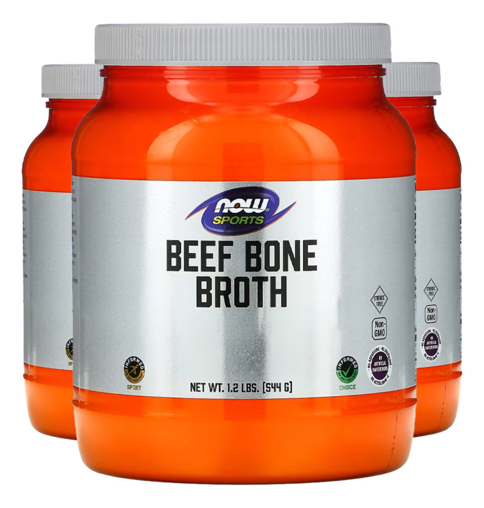 Beef Bone Broth Proteína Pó 544 G Importado 3un Now Foods