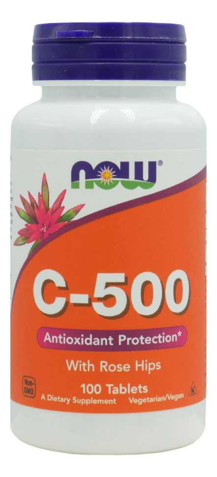 Vitamina C 500mg Com Rosa Mosqueta Now Foods 100tab Sabor Sem Sabor