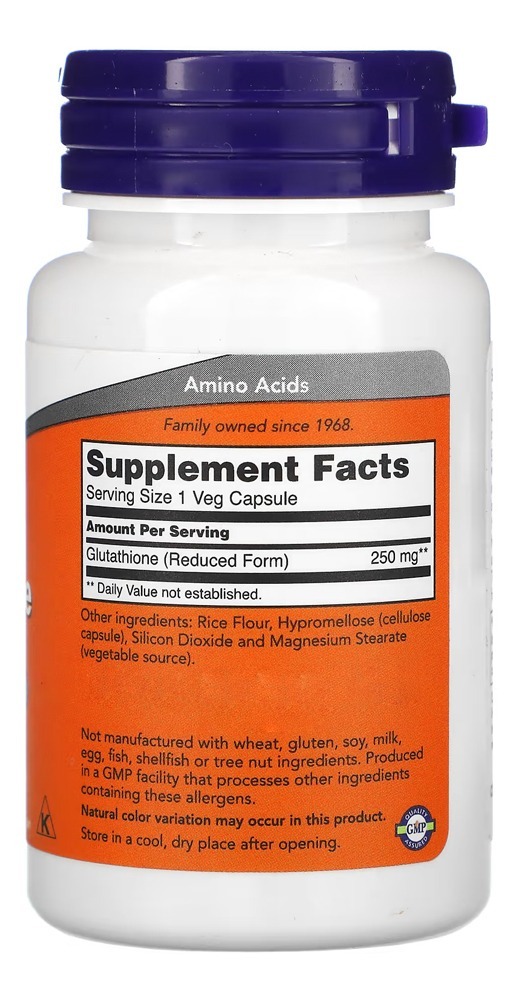 Glutathione Glutationa 250mg Now Foods 60cap Vegetarianas - Imagem 3