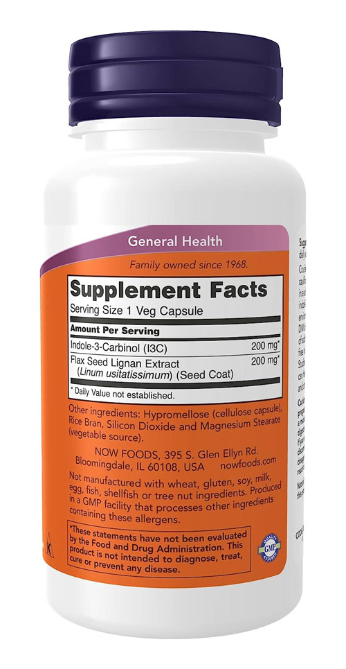 Indole-3-carbinol Now Foods 200mg 60veg Caps 4un - Imagem 4