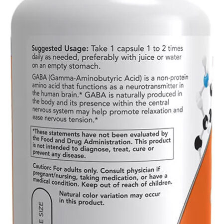 Ácido Gaba 750mg 100 Veg Cáps Importado 5un Now Foods - Imagem 4