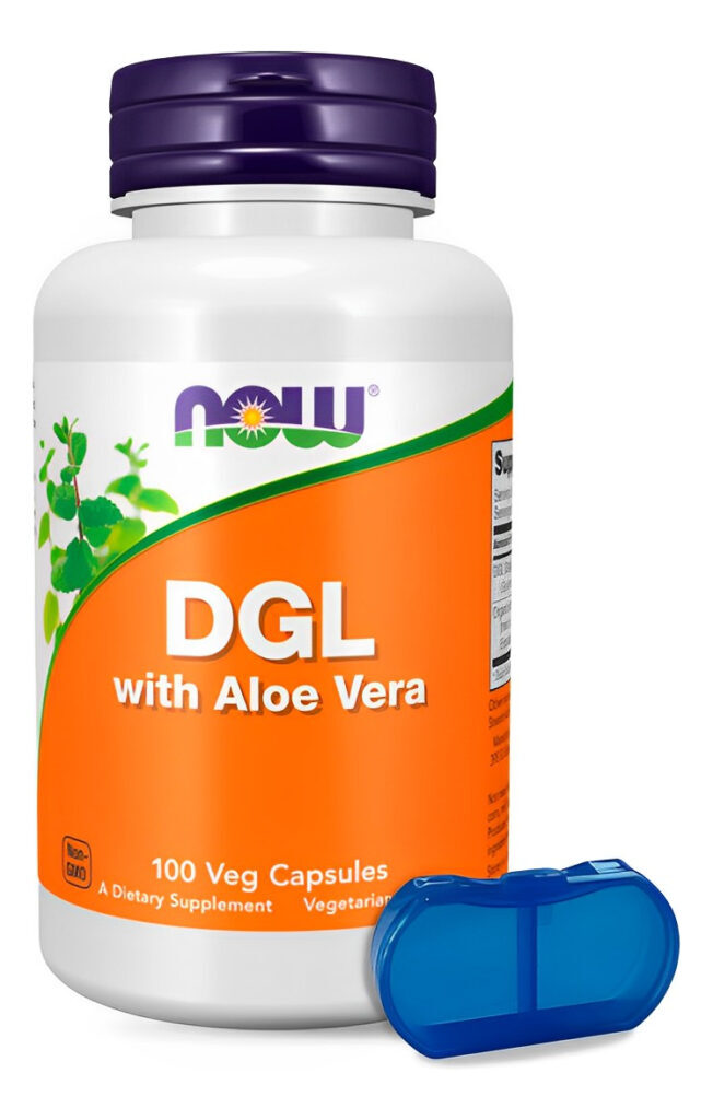 Dgl 400mg Now Food Com Aloe Vera 100 Caps + Porta Cápsulas