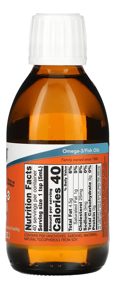 Ômega-3 Fish Oil 200ml Sabor Limão Importado 5un Now Foods - Imagem 4