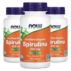 Spirulina Orgânica 500mg 100 Tablets Importado 3un Now Foods