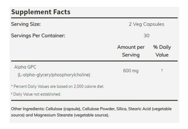 Alpha Gpc - 300 Mg - 60 Cáps. Now Foods - Imagem 3
