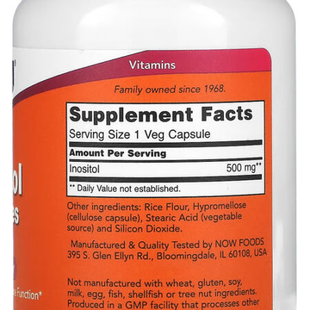 Inositol 500mg Now Foods 100 Veg Cápsulas - Imagem 2