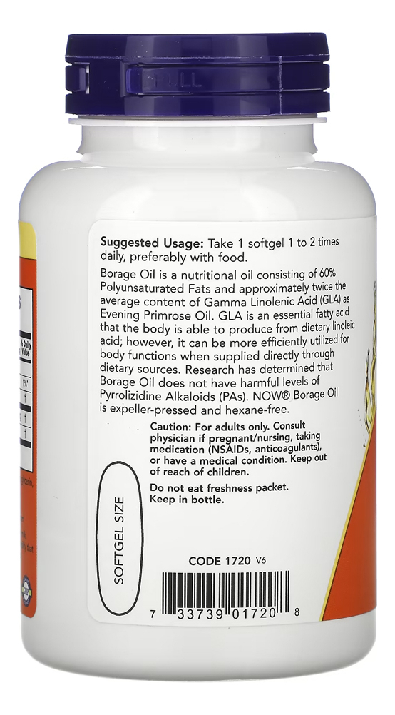 Óleo Borage 1000mg Now Foods 60soft + Porta Cápsulas - Imagem 3