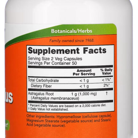 Astragalus 500mg Now Foods 100 Veg Cápsulas Importado Eua - Imagem 2