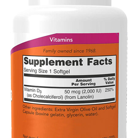 Vitamina D3 2000 Iu Alta Potência Now Foods 120soft Eua/usa - Imagem 2