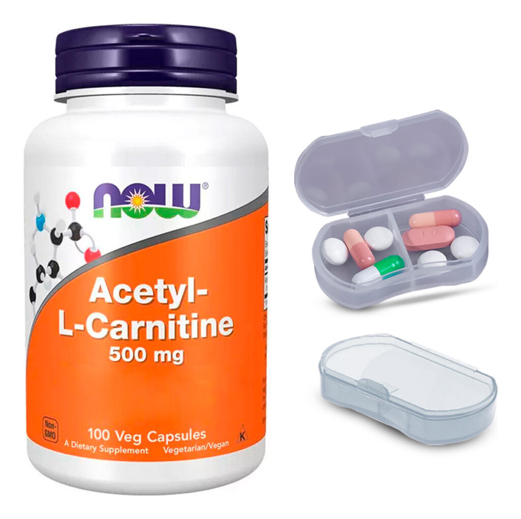 Acetil L-carnitina 500mg Now Foods 100 Cáps + Porta Cápsulas