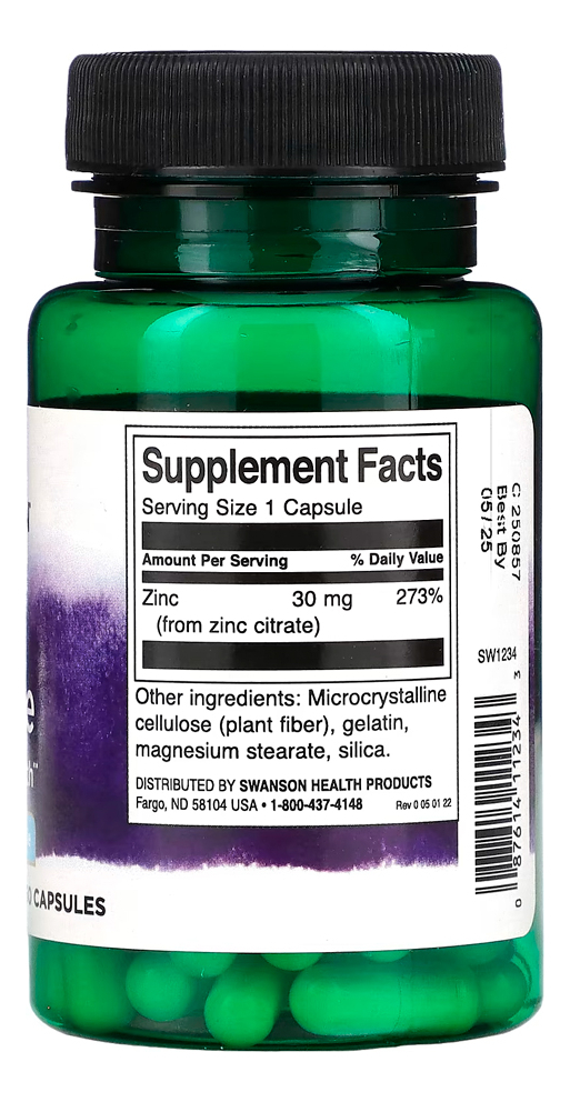 Citrato De Zinco 30 Mg Swanson 60 Capsulas Importado 2un - Imagem 4
