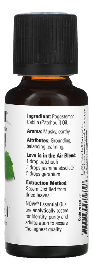 Now Foods Óleo De Patchouli 30 Ml Puro + Porta Cápsulas - Imagem 2