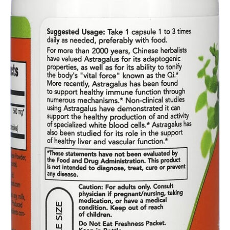 Astragalus Erva Chinesa Now Foods 90 Cáps + Porta Cápsulas - Imagem 3