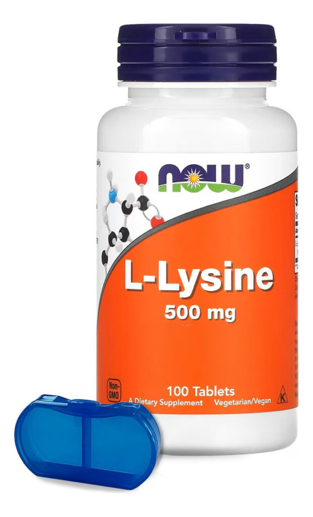 L-lisina 500 Mg Now Foods 100 Tablets + Porta Cápsulas
