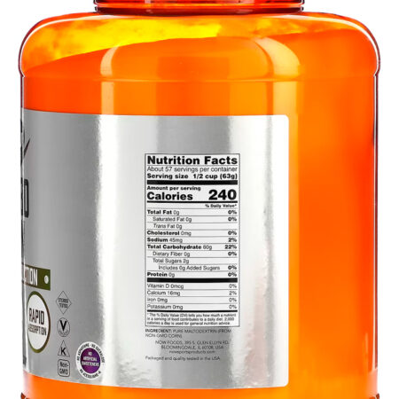 Carbo Gain Pó 3.63kg Importado 5un Now Foods - Imagem 4