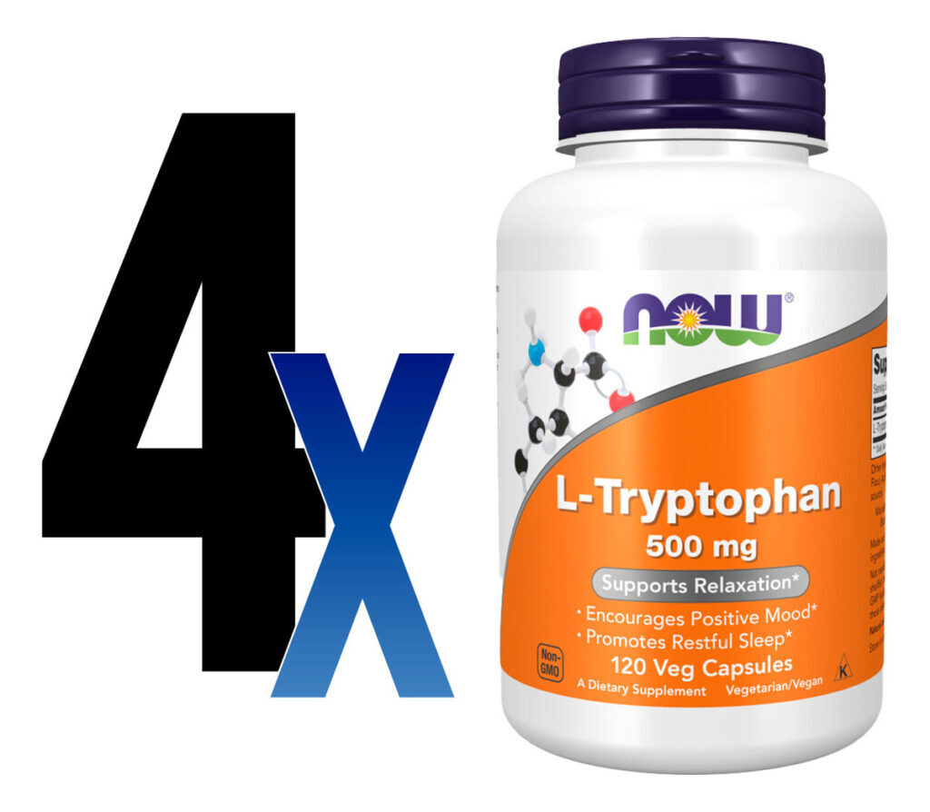 L-triptofano 500mg Now Foods L-tryptophan 120 Veg Caps 4un - Imagem 2