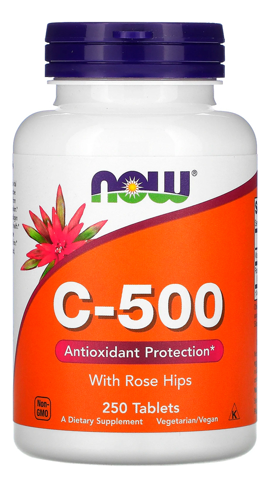 Vitamina C 500mg E Rosa Mosqueta Now Foods 250tabls Sabor Sem Sabor