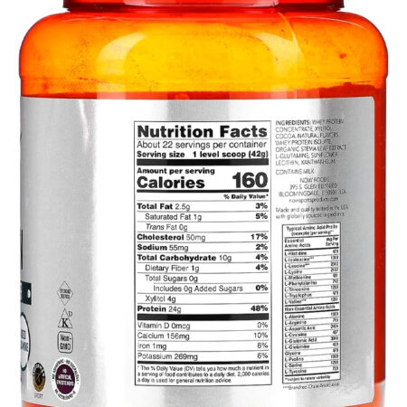 Whey Protein Em Pó 907 G Chocolate Importado 4un Now Foods - Imagem 4
