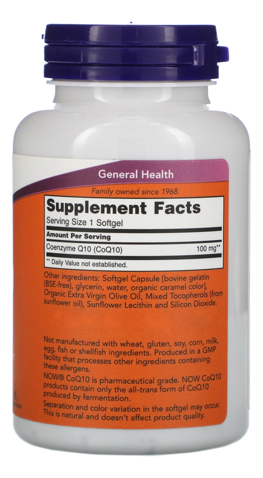Coenzima Coq10 100mg 150 Softgels Importado 2un Now Foods - Imagem 3