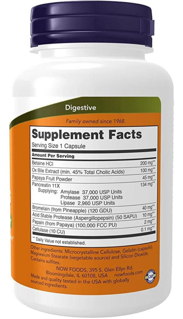 Super Enzimas Digestivas Now Foods 90 Cápsula Ultra Concentrado Sabor Without Flavor - Imagem 2