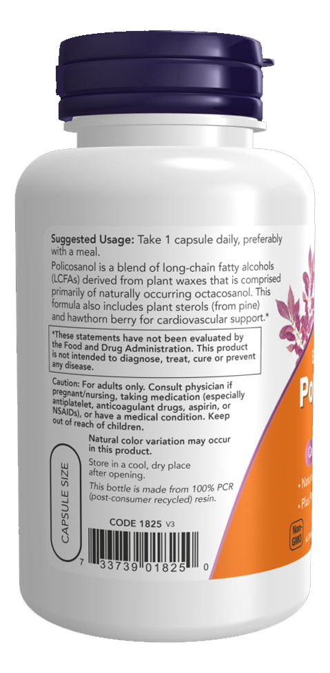 Policosanol 40mg Now Foods Dupla Força 90cáps Importado 4un