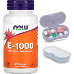 Vitamina E-1000 670mg Now Foods 50 Softgels + Porta Cápsulas