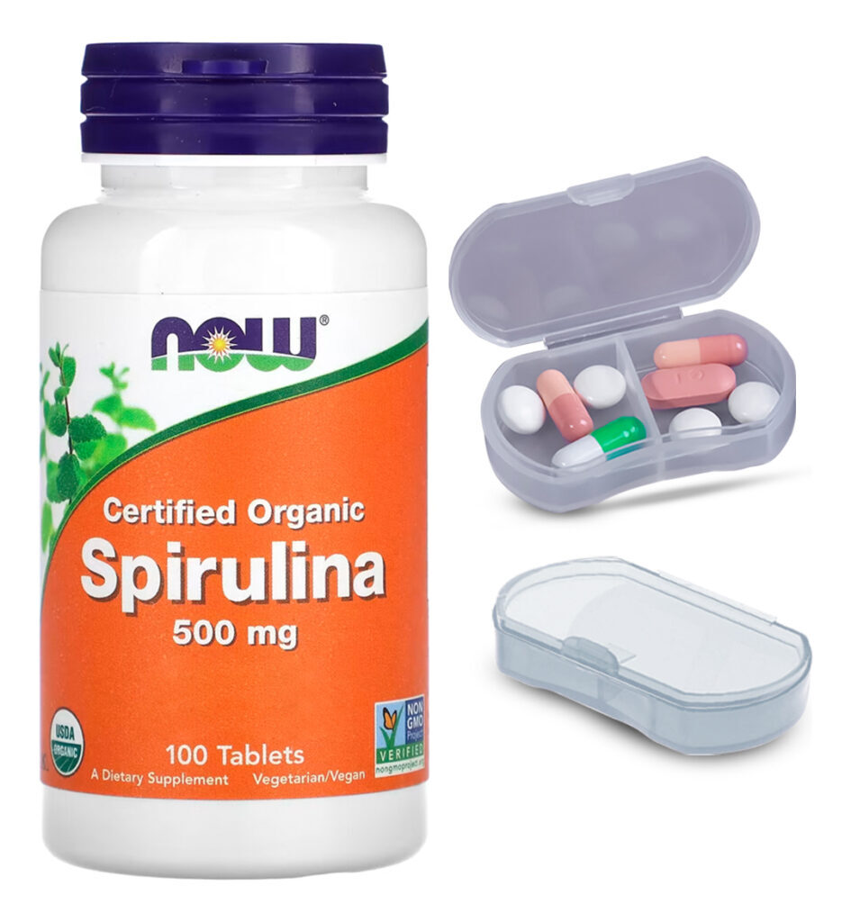 Spirulina Orgânica 500mg Now Foods 100 Tab + Porta Cápsulas