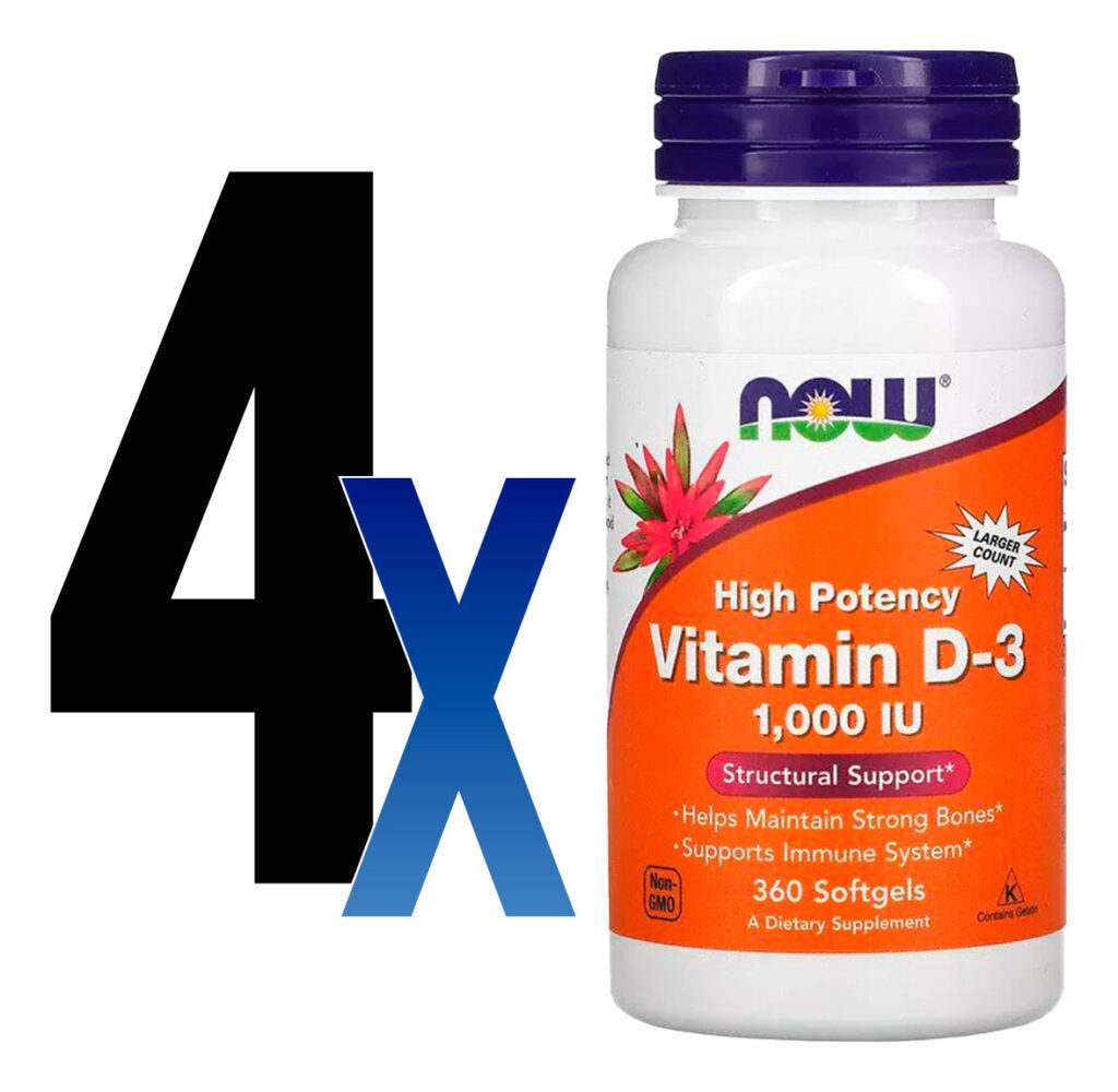 Vitamina D3 1.000ui Now Foods Vit D-3 360 Softgels 4un - Imagem 2