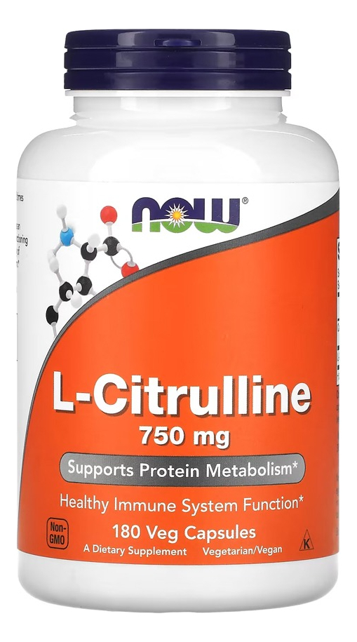 L-citrulina 750mg Now Foods 180 Cápsulas Importado
