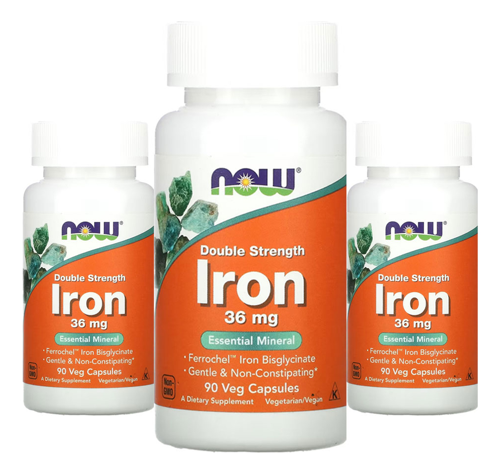 Bisglicinato De Ferro 36mg Now Foods Iron 90 Veg Caps 3un