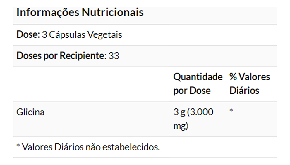 Glicina 1000mg Glycine 100 Veg Cáps Importado - Imagem 3