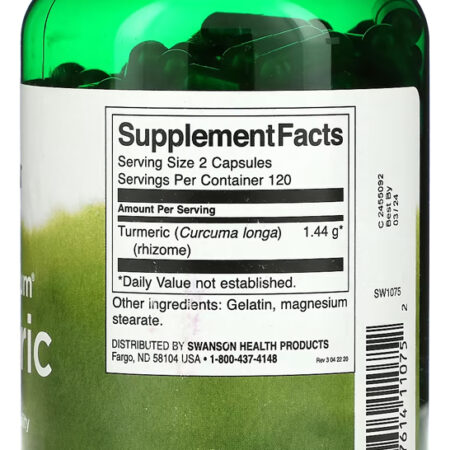 Curcumina Açafrão Da Índia Turmeric 720mg Swanson 240caps - Imagem 2