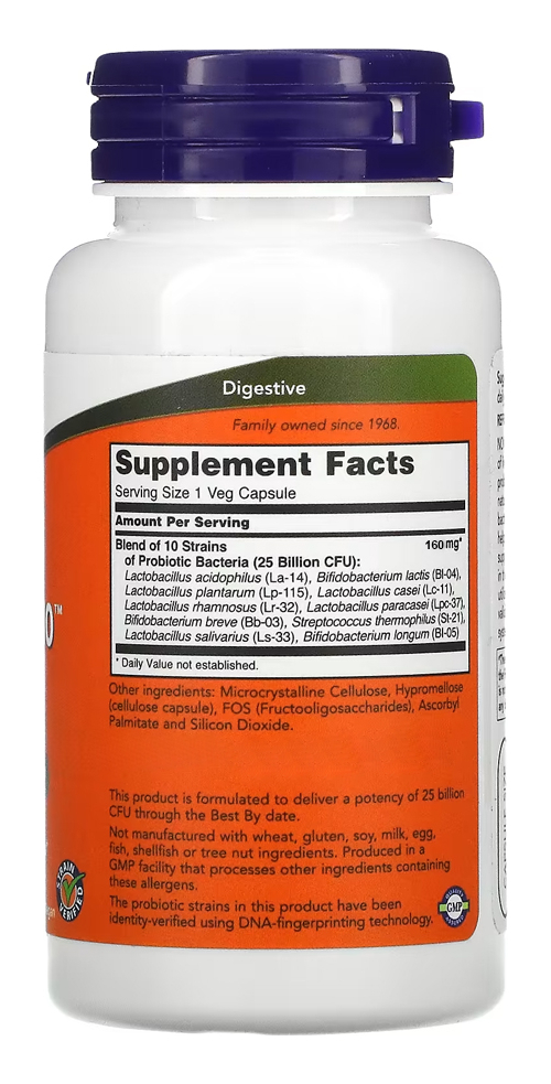 Probiotic-10 25 Billion Now Foods 100capsulas Veg Eua/usa - Imagem 2