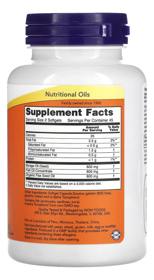 Super Ômega 3-6-9 1200mg 90 Cáps Sof Importado 5un Now Foods - Imagem 3