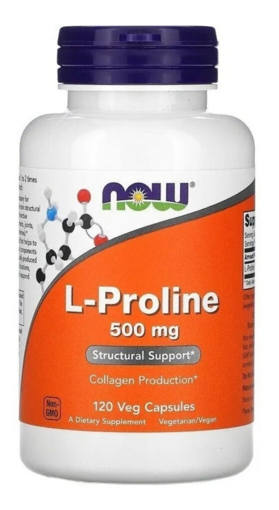 L Prolina 500 Mg 120 Veg Cápsulas Now Foods Sabor Sem Sabor