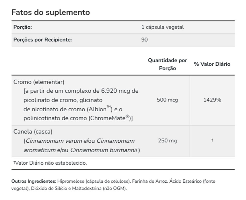 Tri-chromium 500mcg Now Foods C/canela 90 Caps Importado - Imagem 4